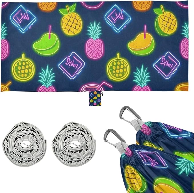 Summer Neon Coconut Fruit Pineapple 330lb Capacity Camping Hammocks with Portabl Carry Bag Indoor Hammock for Indoor Outdoor Patio hamacas para adultos
