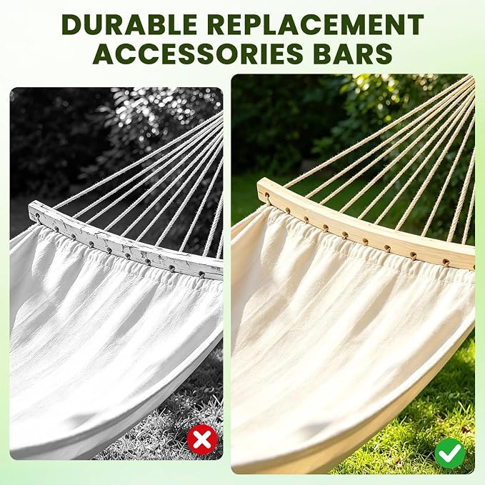 Hammock Spreader Bars 2pcs, 12 Hole Detachable Wooden Design, 40cm/50cm, Outdoor Hanging Hämmock Support Bars, Hammock Replacement Accessories, for Garden Camping Patio