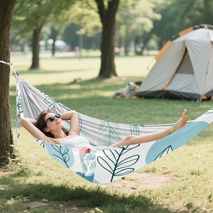 Minimalist Leaf Hammocks with Hanging Rope Tree Hammock for Outside Patio Backyard Poolside