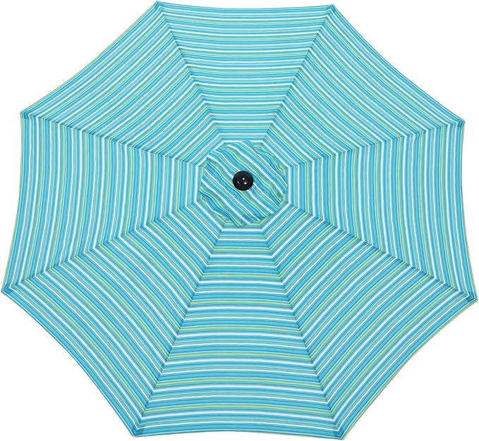 MASTERCANOPY Patio Umbrella 9ft Replacement Top for 8 Ribs-Turquoise Stripe Canopy Only