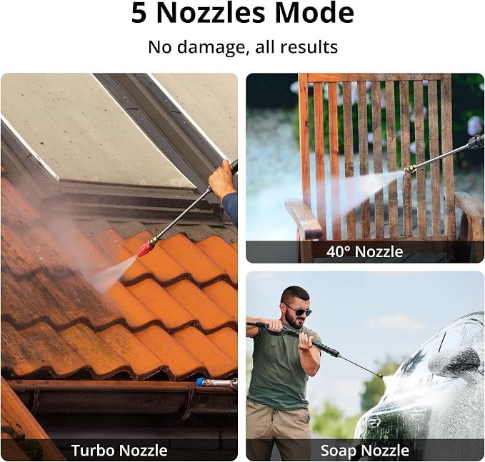 AMERISUN 2800 PSI Pressure Washer, 2.0 GPM Electric Power Washer with Foam Tank, 5 Quick-Connect Nozzles & 8" Wheels, Portable High-Pressure Cleaner for Car, Deck, Fence & Outdoor Use