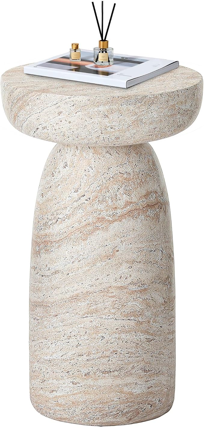 24" Large Side Table Outdoor, Modern Geometric Pedestal End Table, Multi-Functional & Decorative Coffee Table, Accent Table, Planter Stand for Garden Patio Porch Balcony or Living Room Decor