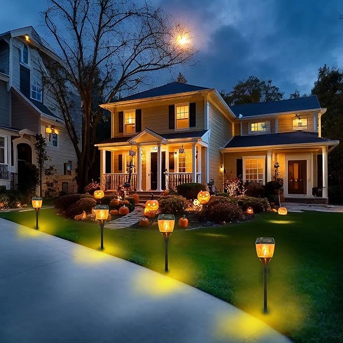 Swingers Solar Lights Outdoor,Solar Torch Lights with Flickering Flame,Waterproof Outdoor Garden Light for Christmas,Garden, Landscape, Path, Yard, Patio (8, Black)