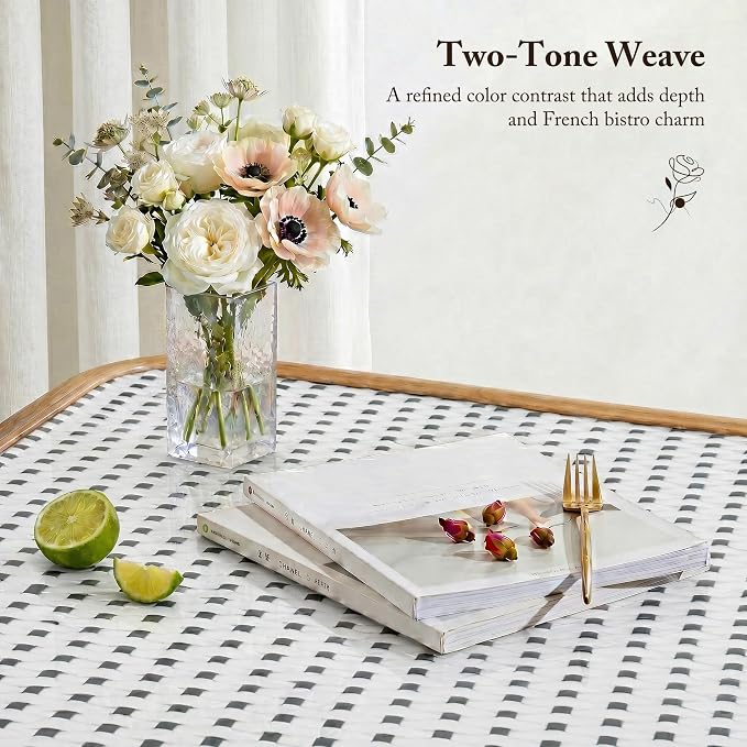 PURPLE LEAF 5-Piece French Bistro Dining Set Square Outdoor Patio Table and 4 Armless Chairs Tempered Glass Top PE Rattan Champagne Print Finish Aluminum Frame White