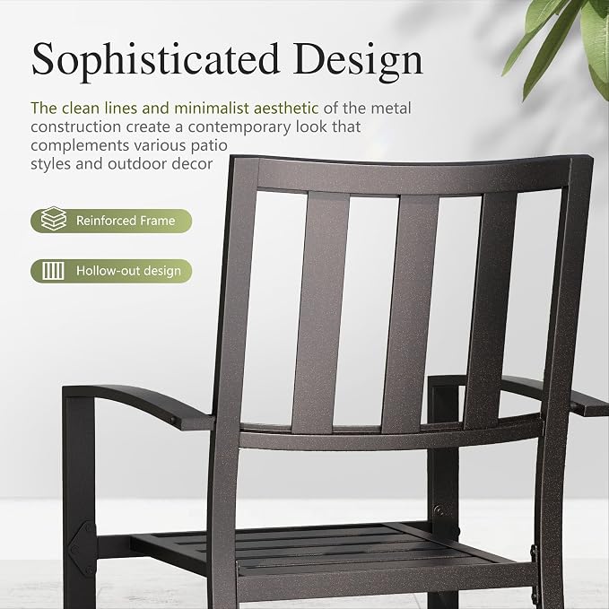 Sophia & William 7-Piece Patio Dining Set for 6, 60.2" Metal Outdoor Table with Umbrella Hole & 6 Stackable Chairs