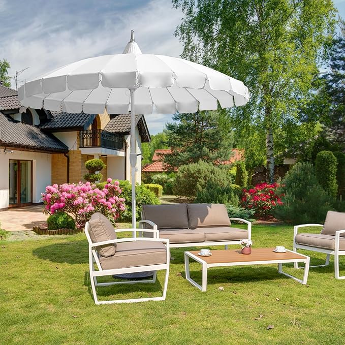 8Ft Patio Pagoda Umbrella, UV Protect Pool Umbrellas with Heavy Duty Pole, Outdoor Market Umbrella for Holiday Garden Backyard