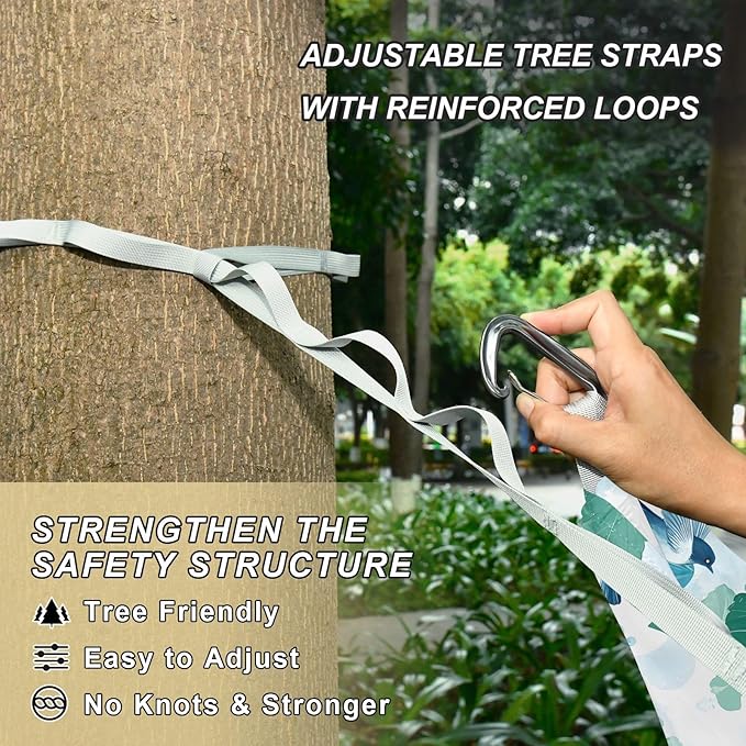Camping Hammock Outdoor Hammocks for Outside Hydrangea Flower Bird Beach Trees Portable Lightweight with Pockets Tree Straps Indoor Small