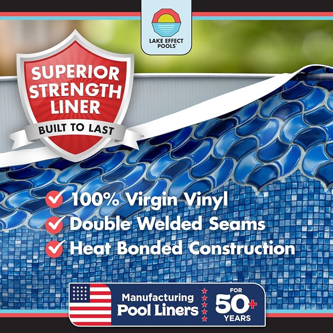 Lake Effect Pools 'Forever' 27 ft Round Above Ground Swimming Pool | 54 Inch Steel Side Walls | Kit Includes: 25 Gauge Overlap Liner & Widemouth Skimmer