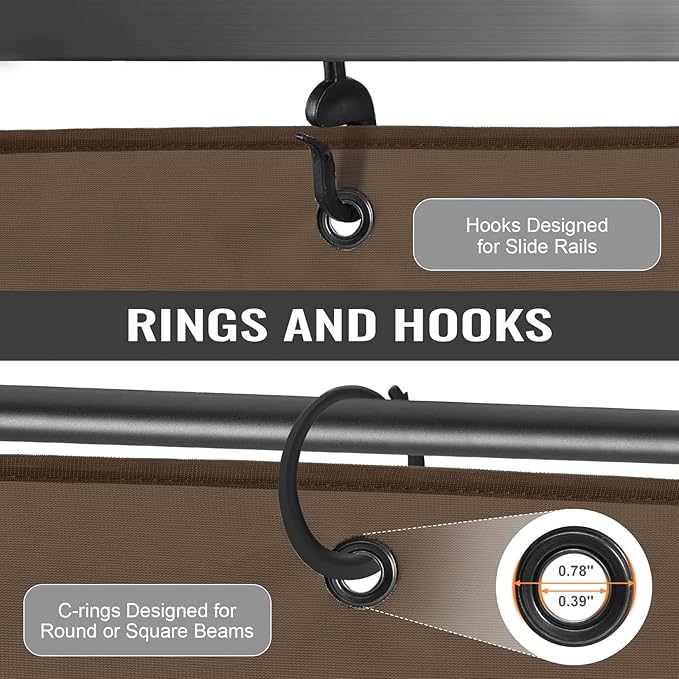 COWVIE 4-Panel 10' x 10' Gazebo Replacement Curtains, Patio Privacy Sidewalls with Double Zipper, Replacement for Outdoor Gazebo Canopy (Curtain Only)