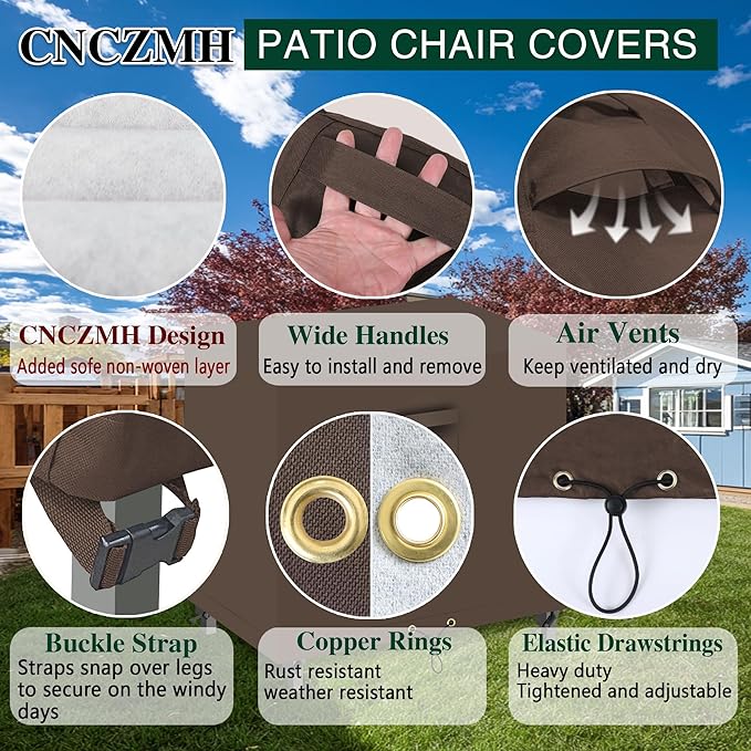Heavy Duty Patio Furniture Covers Waterproof, 600D Outdoor Furniture Cover Waterproof for Sectional Sofa Couch, Outdoor Dining Table and Chair Set Covers 48''L x 30''W x 35''H, Brown