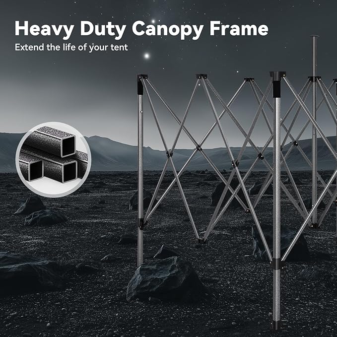 COBIZI 10x15 Pop up Canopy Tent Heavy Duty, Easy Set-up Commercial Outdoor Party Tent, 100% Waterproof Wedding Tents Gazebo, 3 Height Adjustable with Handbag, Black