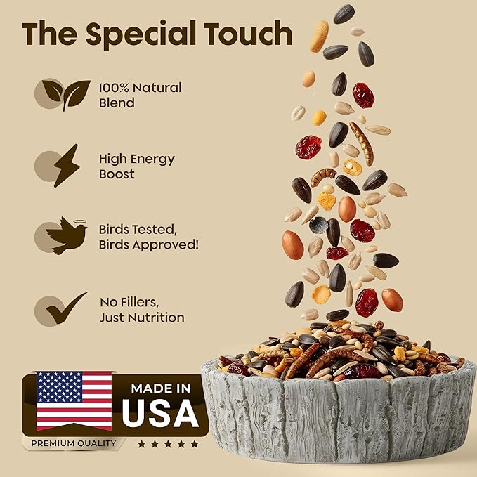 Cardinal Bird Seeds for Outside Wild Birds - Premium Cardinal Bird Feed with Sunflower Seed, Mealworms & Peanuts - Bird Food for Outside Wild Birds - Attracts Cardinals & Songbirds - No Fillers (5LBS)
