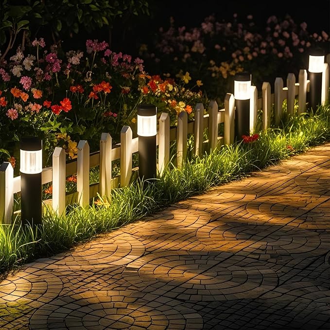 Sublume Solar Pathway Lights Outdoor, 4 Pack Large Metal Stainless Steel Solar Garden Lights, 3000K Brighter Outdoor Solar LED Lights for Yard, Path, Walkway, Driveway, Sidewalk, Landscape Lighting