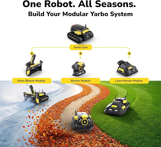 YARBO Core All-Terrain Security Robot - SAM Patrol, Live Cameras, Two-Way Audio, 500lbs Towing + Mowing/Snow/Leaf Modules