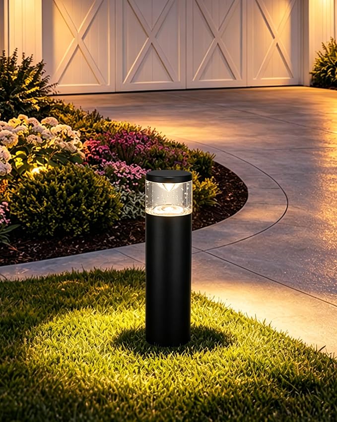 LITFIT 12Pack Low Voltage Bollard Landscape Lights, 12V Aluminum Path Light | 5W 3000K Warm White Electric Outdoor Garden Light with Connectors, 50000H Waterproof Wired LED Lawn Walkway Light, ETL Listed