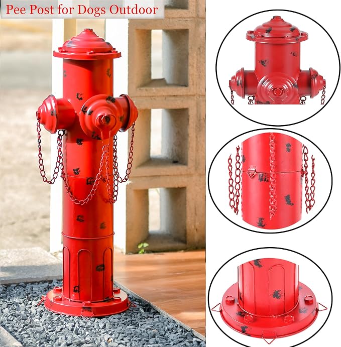 24" H Metal Fire Hydrant for Dogs to Pee On, Vintage M & L Fire Hydrant Post
