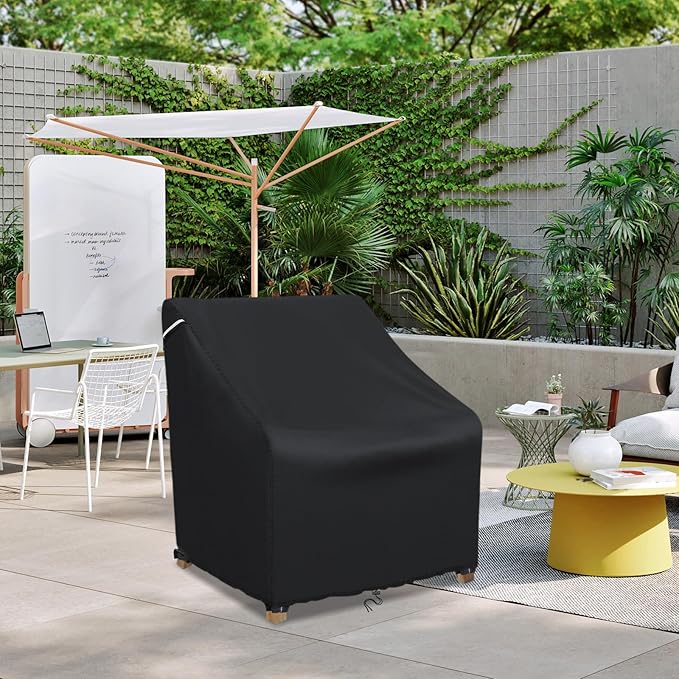 STARTWO Patio Outdoor Chair Covers, Outdoor Furniture Covers Waterproof adapter for Lawn Lounge Seat, Wicker, Swivel, Adirondack, Rocking Chairs, 1 Pack 32"L x 37" W x 36"H inch, Black