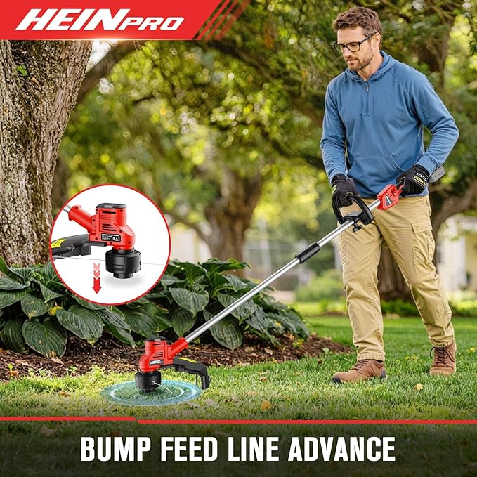 HEINPRO Cordless Weed Wacker Compatible with Milwaukee M18 Battery, 16" Brushless Weed Eater, Grass Trimmer for Lawn Care, Bump Feed, String Trimmer W/ 4 Bulk Trimmer Line Coils(Tool Only)
