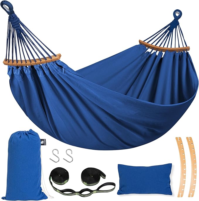 SUNCREAT Hammocks Outdoor Camping Double Hammock, Extra Large 2 Person Hammock for Camping, Navy