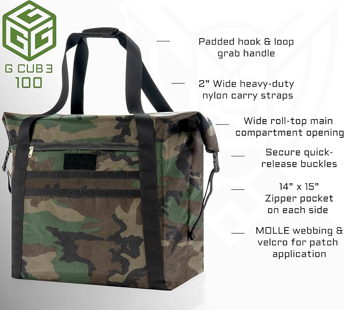 Xtreme Sight Line ~ AQUA G CUBƎ 100 Waterproof Faraday Bag + XTECH Faraday Bag for Medium to Large Generators and Electronics ~ Protects Against EMP/CME/EMF/RF ~ Woodland Camo Combo