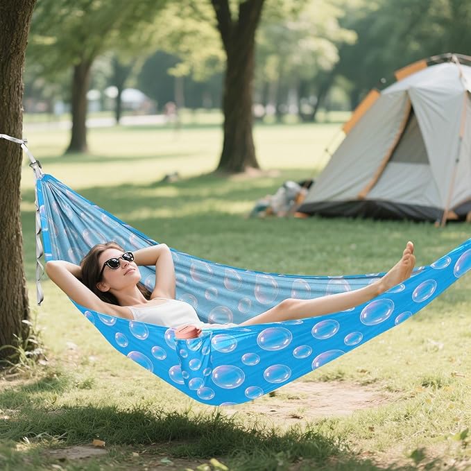 Camping Hammock Outdoor Hammocks for Outside Bubble Blue Beach Trees Portable Lightweight with Pockets Tree Straps Indoor