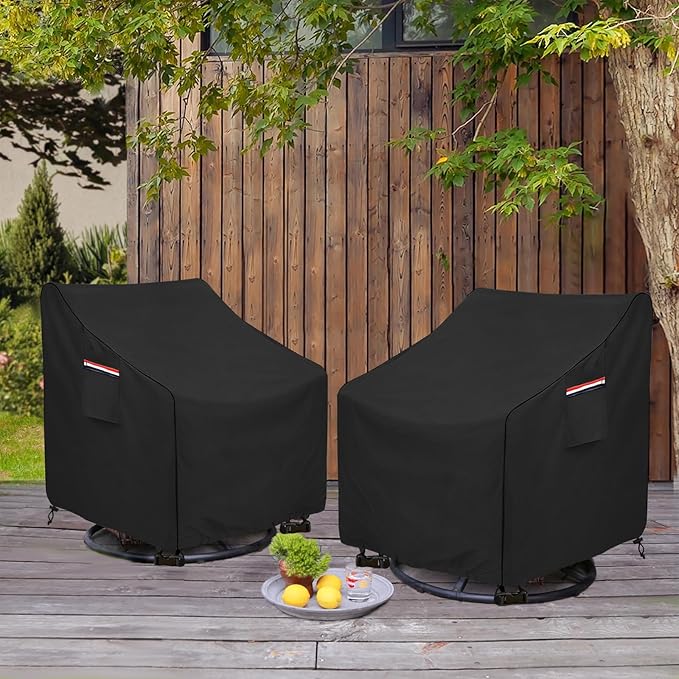 Patio Swivel Chair Cover 4 Pack,Waterproof Heavy Duty Outdoor Chair Covers,Outdoor Swivel Chair Cover for Patio Furniture Covers(30 W x 34 D x 38.5 H inches),Black