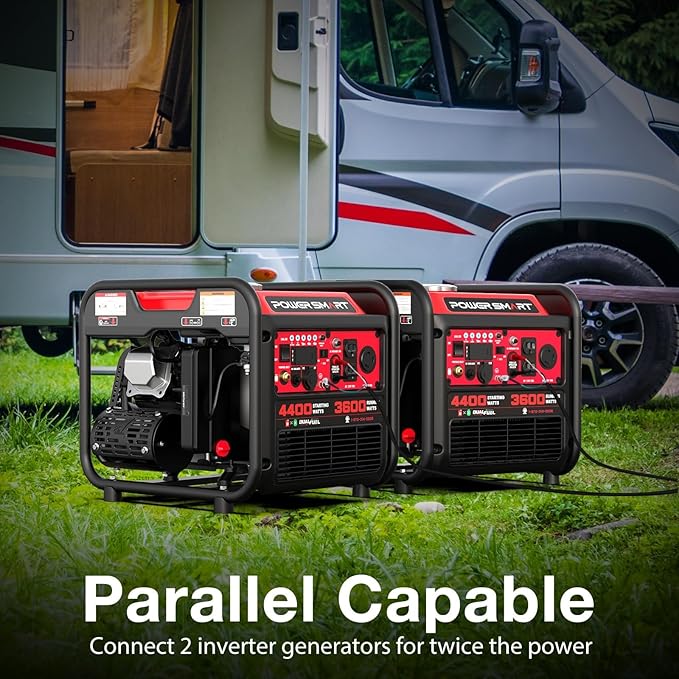 PowerSmart 4400-Watt Dual Fuel Portable Inverter Generator, PowerSmart Gas Powered, CO-Sensor, Lightweight & Quiet for Home Use and Emergency Backup, Camping, EPA Compliant