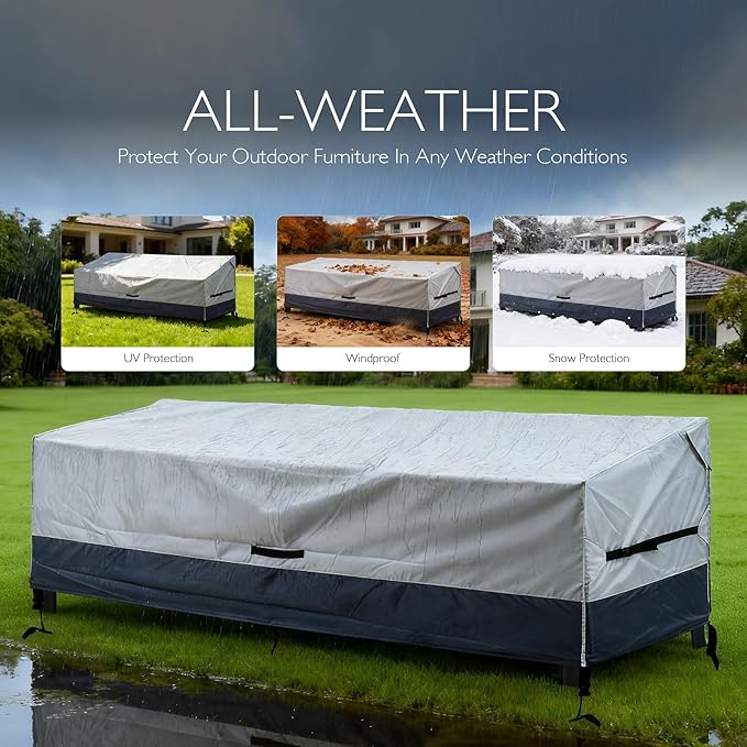 Bench Cover Loveseat Covers Outdoor Couch Cover, Heavy-Duty 2-Seater Waterproof Patio Furniture Sofa Covers (Gray-Darkgray, 104''x40''x35'')