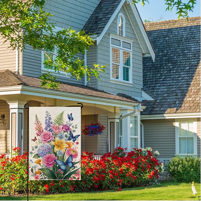 wyooxoo Spring Summer Flower Garden Flag 12x18 Inch Double Sided Vertical Welcome Garden Flag Outside Farmhouse Yard Outdoor Decoration (L)