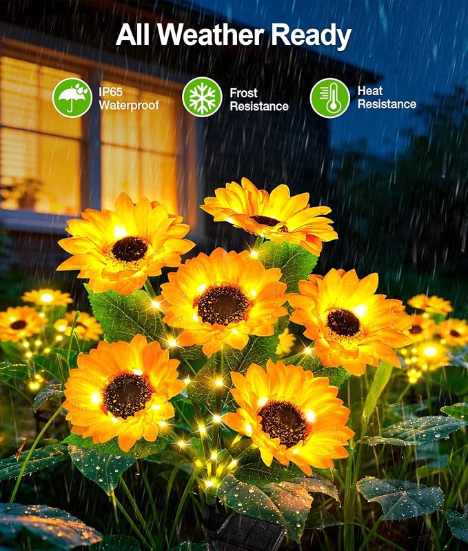 LETMY 6Pack Solar Lights Outdoor Garden Decor, Upgraded Solar Garden Lights with 36 Sunflower Lights, Solar Flowers Outdoor Waterproof IP65 for Garden Flower Bed Yard Decor, Gift for Women Mom Grandma