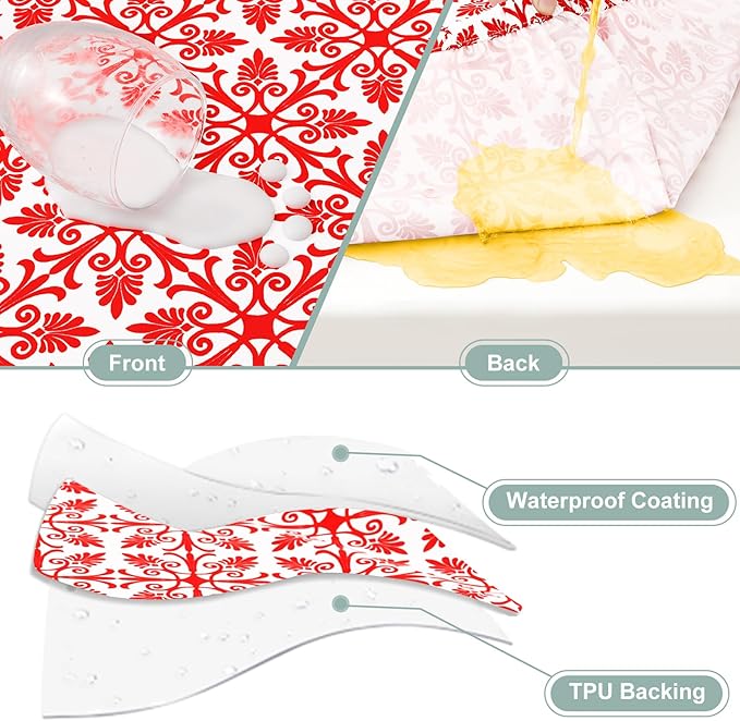 misaya Picnic Table Cover with Bench Cover, Waterproof Elastic Fitted Tablecloth for 5 Foot Tables, Rectangle Washable Polyester Tablecloths for Picnic, Camping, Outdoor (Red, 30" x 60")