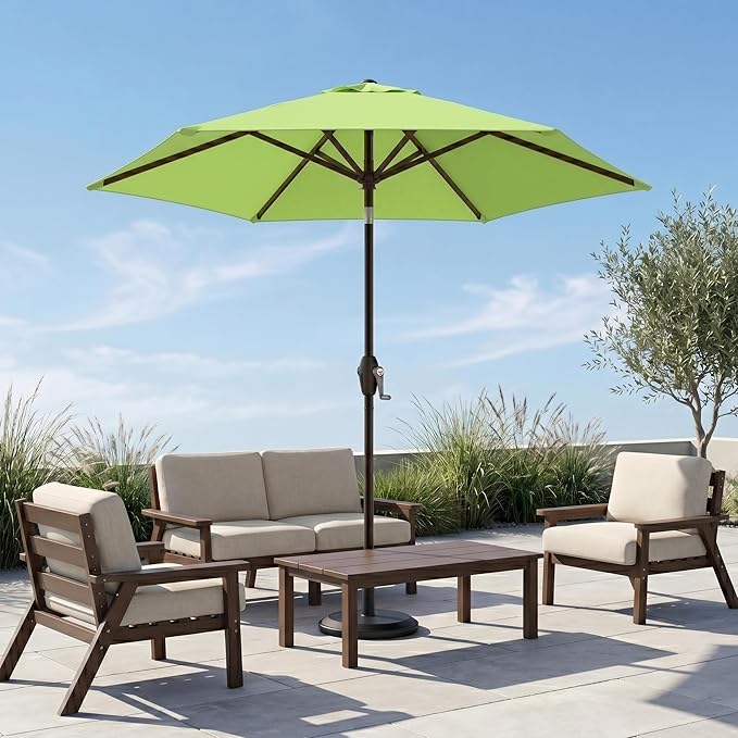 7.5ft Patio Umbrella, Outdoor Table Market Umbrella with Smooth Crank Lift, 6 Windproof Fiberglass Ribs, UPF50+ UV Protection for Deck, Pool, Garden and Backyard