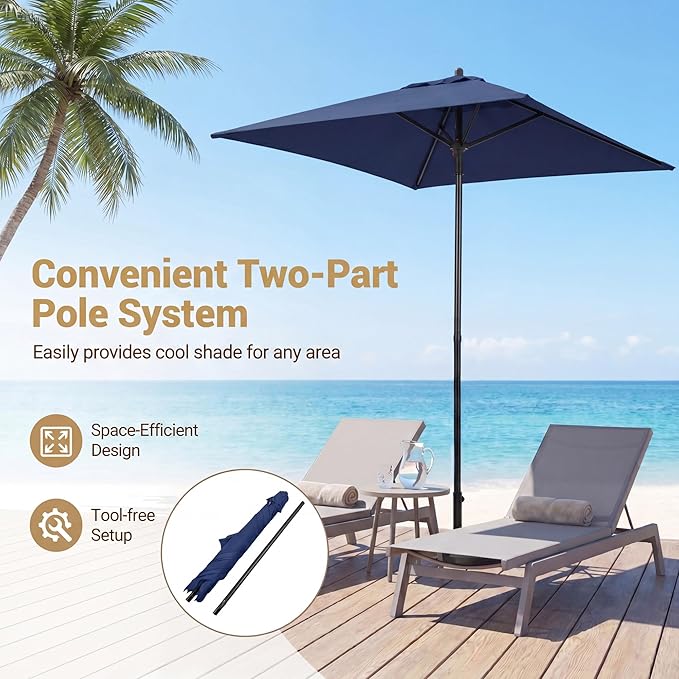 Giantex 5ft Square Patio Umbrella, Outdoor Table Umbrella with Push Bottom Tilt, 4 Sturdy Ribs, Fade Resistant & Waterproof Canopy, Market Umbrella for Deck, Pool, Backyard, Garden, Beach