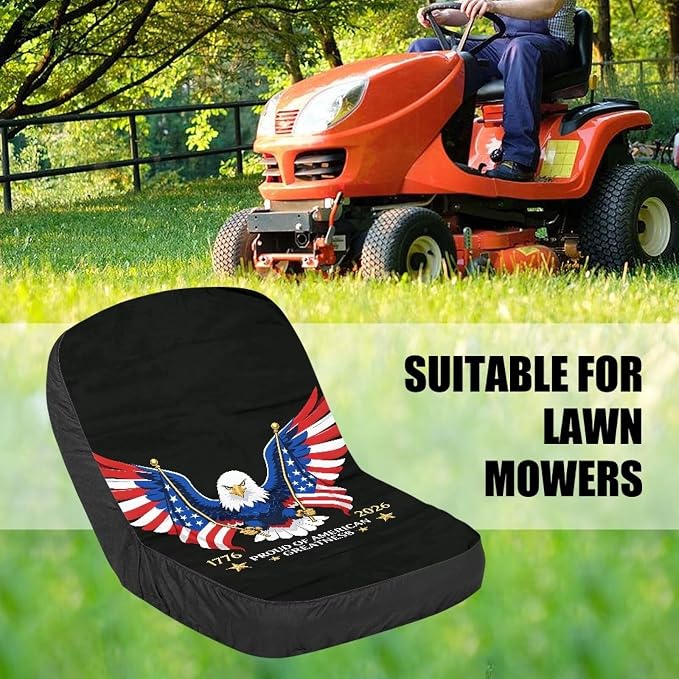 Industrial Vehicle Seat Cushion Covers with Eagle Waterproof Seat Cover for Excavator Riding Lawn Mower Car Cover 250th Anniversary Riding Mowers Accessories