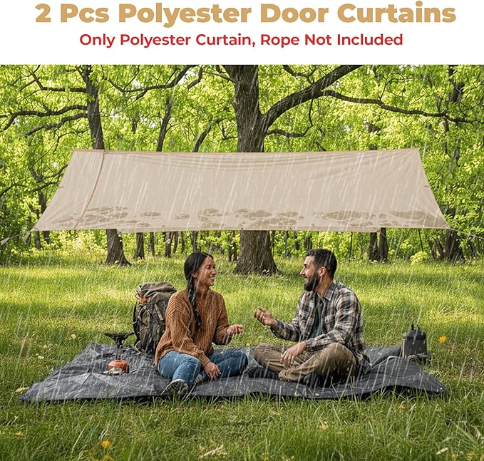 Alvantor® 2 Pcs Polyester Door Curtains, Customized Sun Shade Curtain for Instant Gazebo, Waterproof & UV Protection, Privacy, Buckle Easy Setup, for Outdoor Canopy Pergola (Tent Not Included)