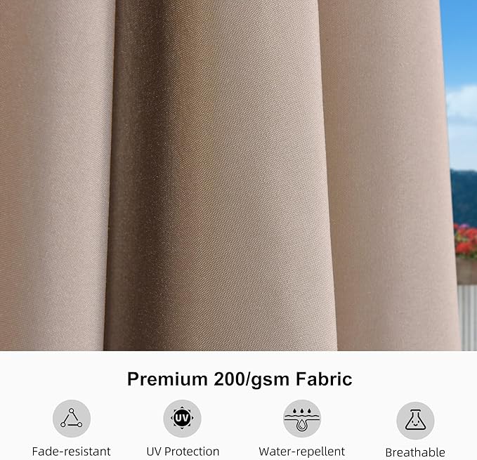 PURPLE LEAF 12' x 9' Patio Market Umbrella Outdoor Table Sun Umbrellas with Crank 8 Aluminum Sturdy Ribs for Pool Deck Backyard Beach Taupe