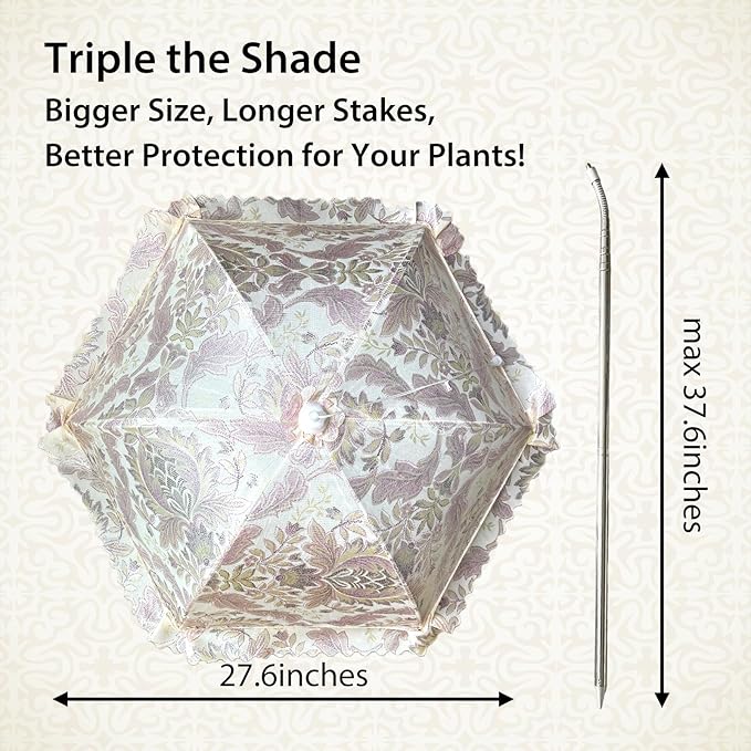 TIMSO Adjustable 3 Pack Plant Shade Umbrella for Outdoor Garden - Sun Protection Cloth & Umbrella for Plants, Potted Plants, and Garden Beds
