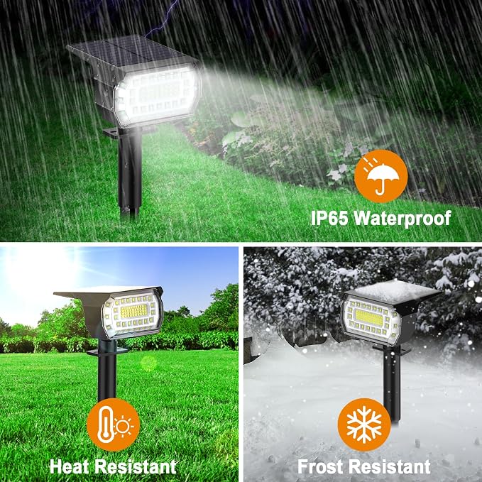 LANSOW Solar Spot Lights Outdoor, [8 Pack/76 LED] 2-in-1 Solar Landscape Spotlights, 3 Modes IP65 Waterproof Dusk to Dawn Solar Powered Flood Wall Lights for Outside Yard Garden Pathway(Cool White)