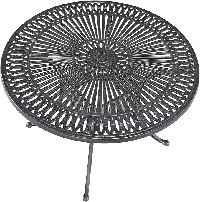 Homestyles 5 Piece cast Aluminum Frame Outdoor Patio Dining Set for 4, 42" Round Dining Table with Umbrella Hole and 4 Outdoor Dining Chairs, Patio Table and Chair Furniture Dining Set for 4 Person