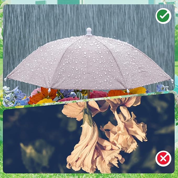 3 Pack Plant Umbrellas for Outdoor Plants Clear Transparent Plant Shade Umbrellas 23.6 Inch with Straight Pole for Potted Plants Seedlings Flowers Garden Beds