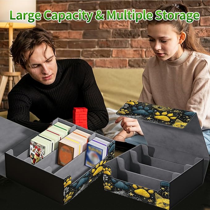 Large Card Deck Box for MTG, Fits 1200+ Sleeved Cards, PU Leather Storage Case with Strong Magnetic Closure, Multiple Colors for TCG CCG Baseball Card Collections, Dog Melon Seal Puppy