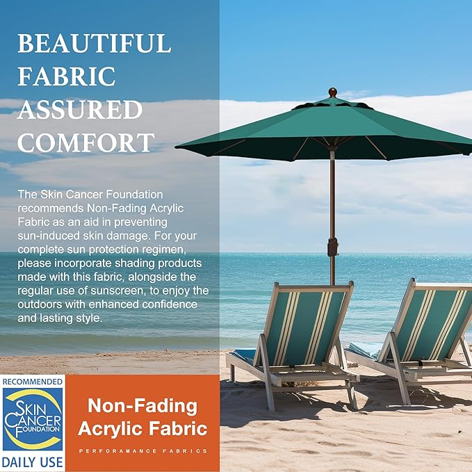 EliteShade USA 10-Year-Non-Fading 9Ft Market Patio Umbrella, UPF 50+ UV Protection Performance Sun Umbrella, Heavy Duty Commercial Grade Outdoor Table Umbrella with Crank & Tilt, Windproof Vented Top for Garden, Pool, Deck and Outdoor Playsets, Forest ...