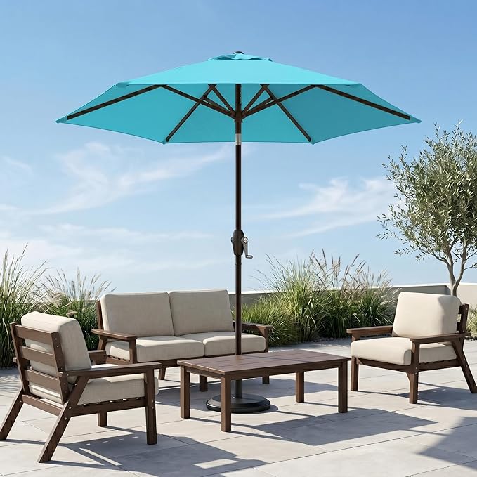 7.5ft Patio Umbrella, Outdoor Table Market Umbrella with Smooth Crank Lift, 6 Windproof Fiberglass Ribs, UPF50+ UV Protection for Deck, Pool, Garden and Backyard