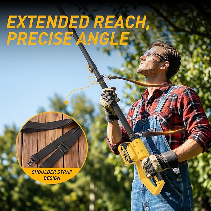 ZEGJAW 4-IN-1 Cordless Pole Saw & Mini Chainsaw, 6-inch & 8-inch Chainsaw Bar with 2 Pack 3.0Ah Battery and Charger, Electric Pole Saw for Tree Trimming with Adjustable Extension Pole
