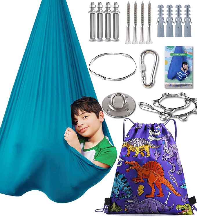 Indoor Therapy Sensory Swing, Special Needs Joy Cuddle Ceiling Snuggle Swings, Outdoor Room Adjustable Fabric Hammock, ADHD, Aspergers, Autism, Sensory Integration, Kids Boy Girl Children Teens Gift