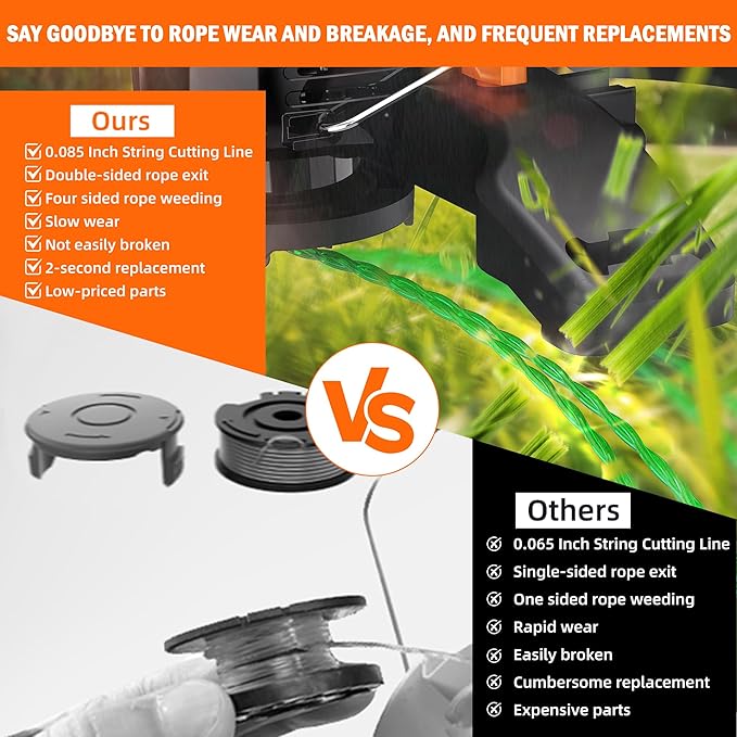 14" Electric Weed Wacker, 4 in 1 Cordless String Trimmer/Lawn Edger/Lawn Mower/Brush Cutter with Steel Gears, 2×21V 6.0Ah Batteries & Charger, Lightweight Grass Trimmer for Yard Garden
