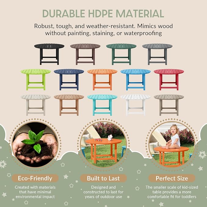 WestinTrends Malibu Kids Outdoor Patio Furniture HDPE 38" Wide Round Dining Table, Orange