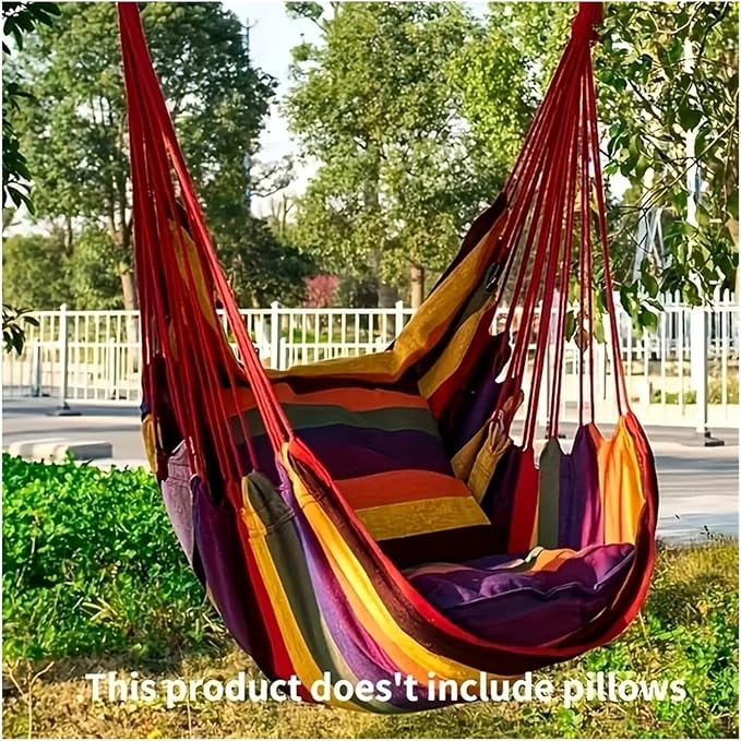 Hammock 1pc Outdoor Hammock Chair, Canvas Leisure Swing Hanging Chair, Without Pillow and Cushion, Indoor Outdoor Hammock Quick-Opening(Blue-Green)