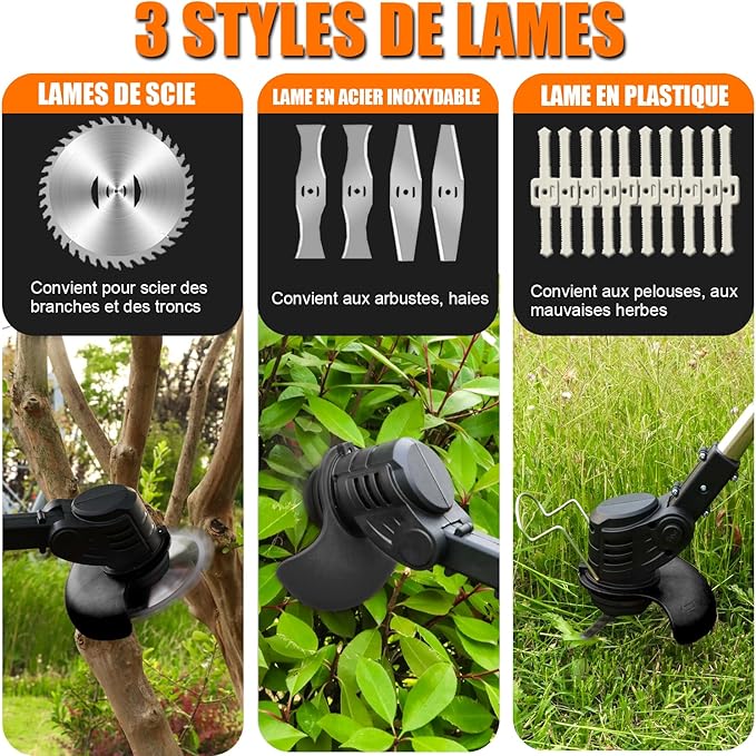 Electric Weed Wacker Cordless Eater Lightweight Edger Battery Powered Grass Trimmer/Lawn Edger/Mower/Brush Cutter for Yard and Garden Weeder Tool AYSLCKR787