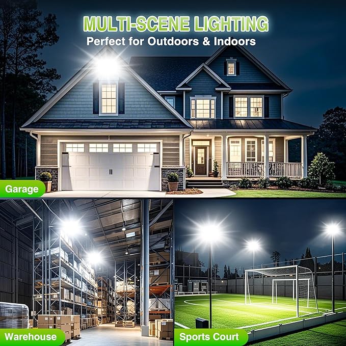 STASUN 150W LED Flood Light, Mini Series Outdoor Floodlight, 15000LM 6000K Daylight White, IP66 Waterproof, 3 Adjustable Heads, LED Exterior Flood Lights for Backyard, Driveway, Garage, Patio, Porch